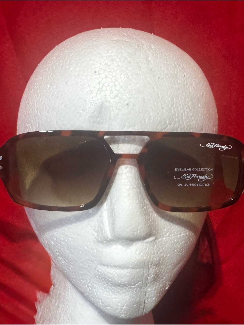 Ed Hardy Brown Tortoiseshell Oversized Shield Sunglasses
